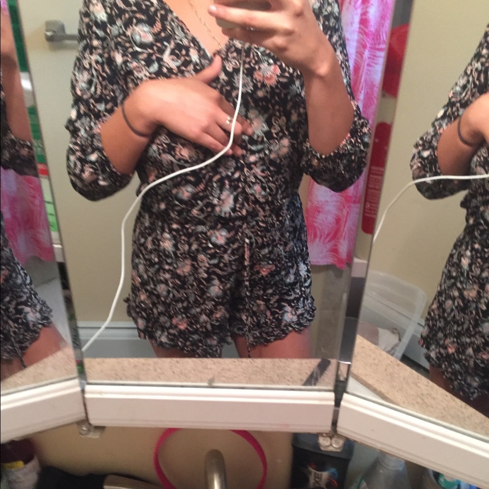 Cute patterned button up romper